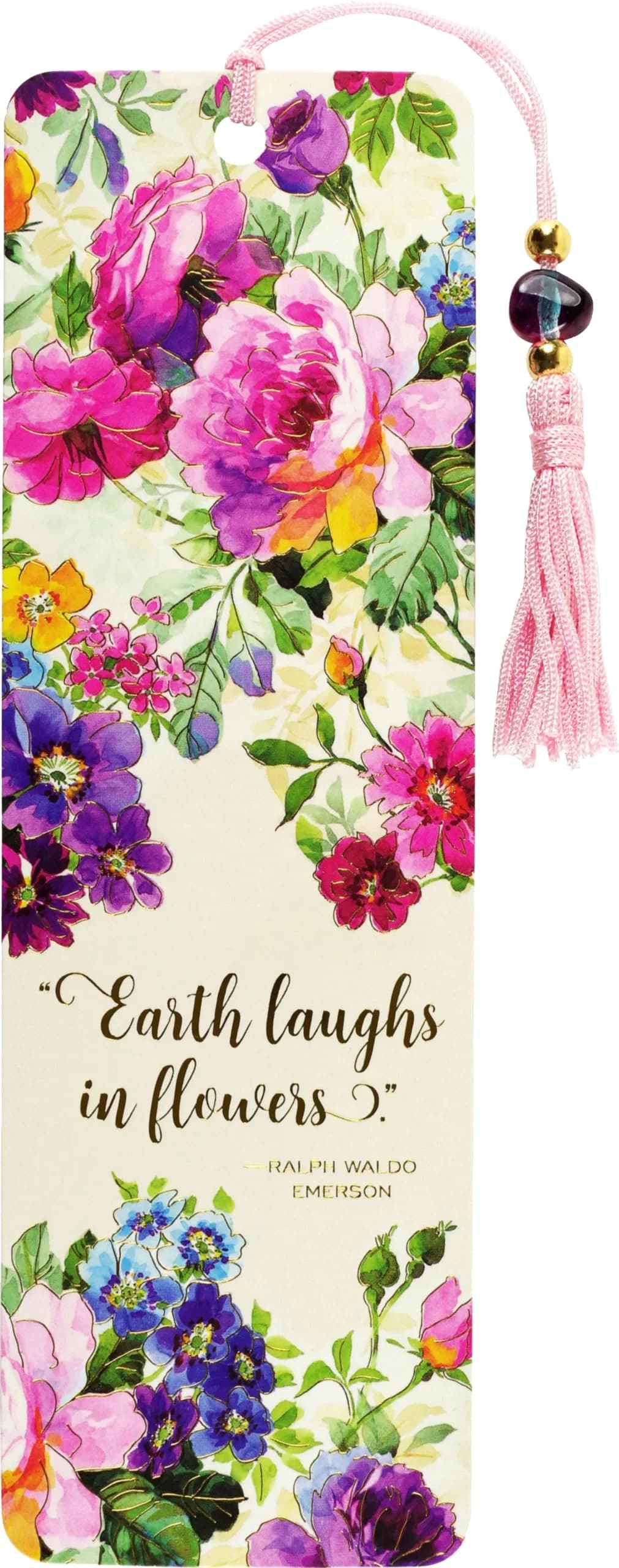 PETER PAUPER PRESS Peony Garden Beaded Bookmark | Elegant floral design with gold foil accents - main product image