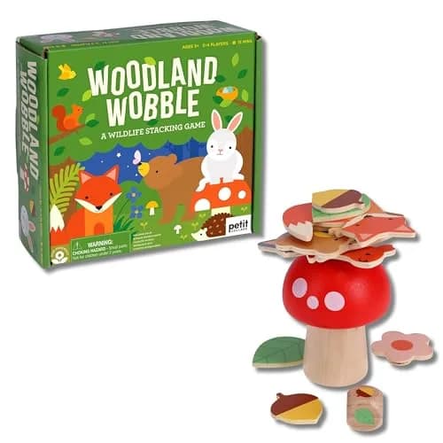 Petit Collage Woodland Wobble Wooden Stacking Game for Kids | Balance & Fun for Ages 3+ thumbnail 1