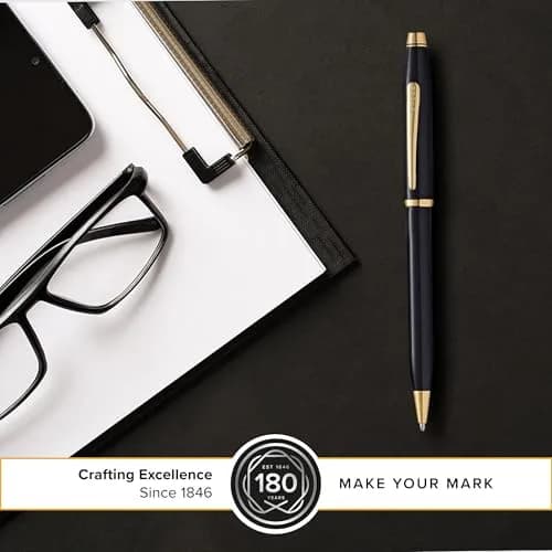 Cross Century II Classic Black Ballpoint Pen, Medium Point, Black Ink | Elegant Metal Body, Refillable, 0.31mm Line Width thumbnail 4