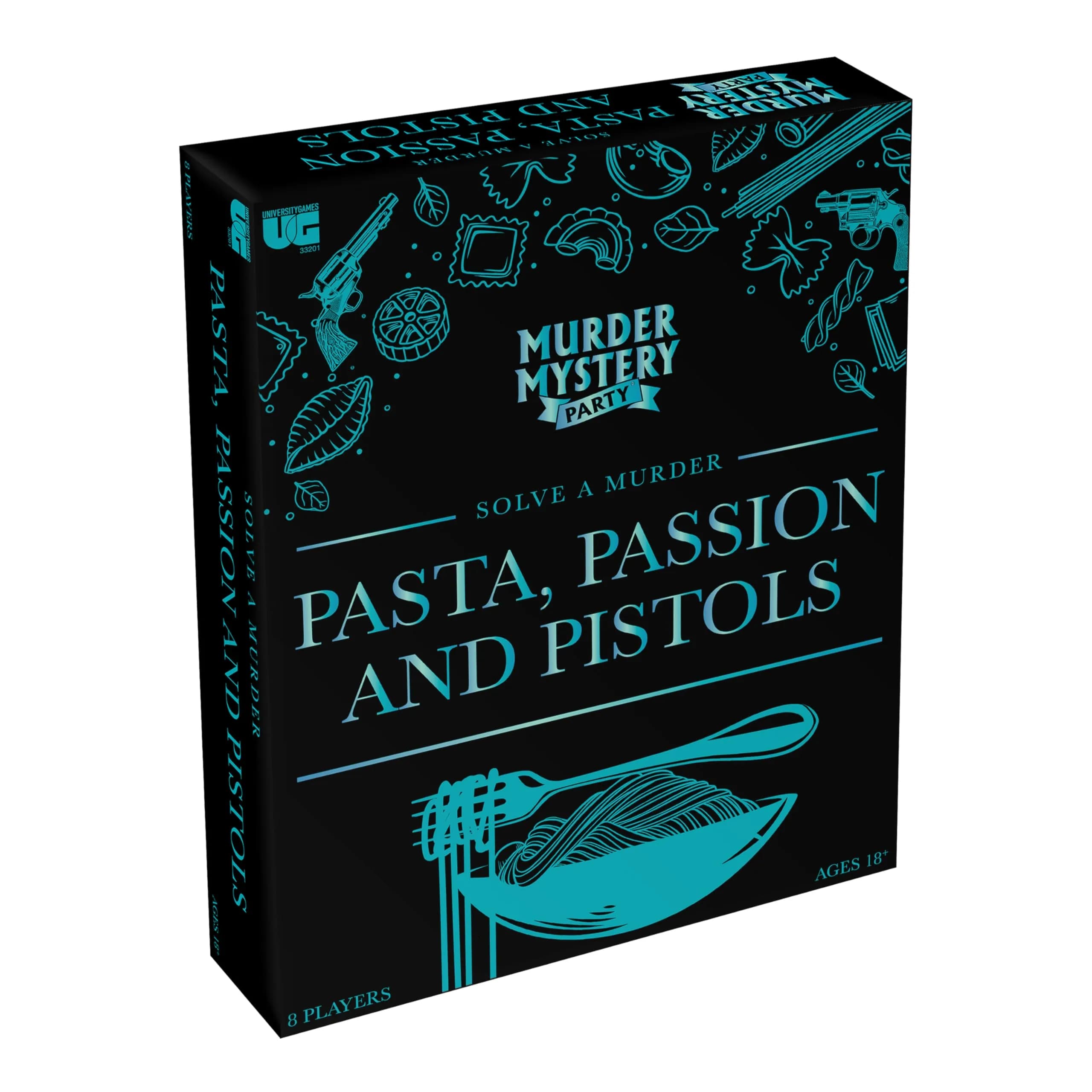 Murder Mystery Party Pasta Passion & Pistols Game, 8 Players, Ages 18+ | Interactive Dinner Party Game