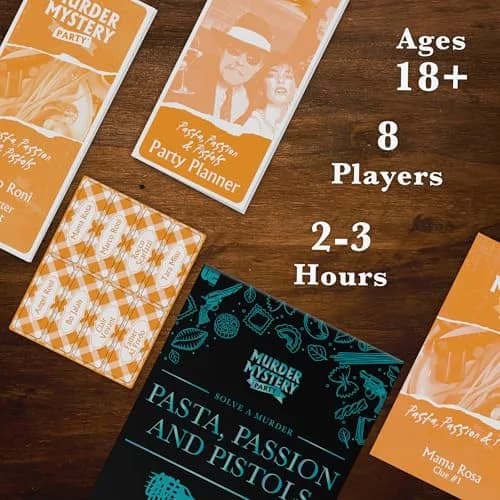 Murder Mystery Party Pasta Passion & Pistols Game, 8 Players, Ages 18+ | Interactive Dinner Party Game thumbnail 4