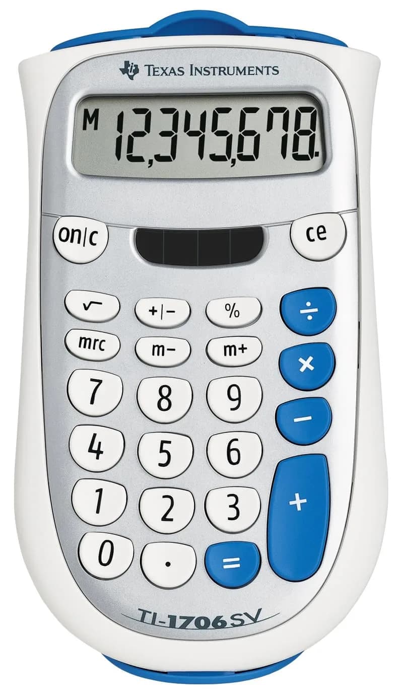 Texas Instruments TI-1706 SV Standard Function Calculator | 8-Digit SuperView Display, Dual Power, Compact Design - main product image