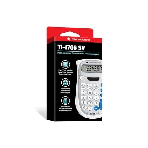 Texas Instruments TI-1706 SV Standard Function Calculator | 8-Digit SuperView Display, Dual Power, Compact Design thumbnail 6