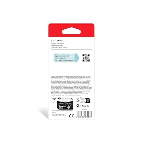 Texas Instruments TI-1706 SV Standard Function Calculator | 8-Digit SuperView Display, Dual Power, Compact Design thumbnail 3