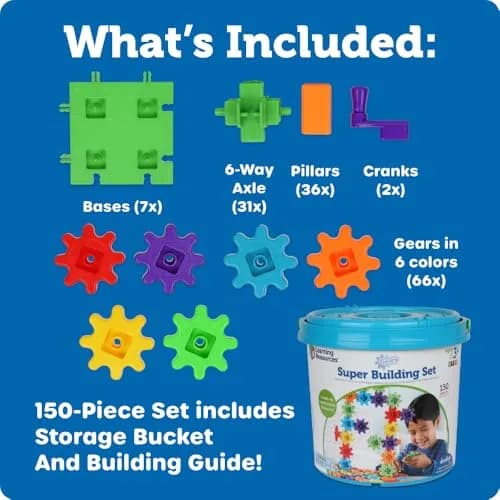 Learning Resources Gears! Gears! Gears! Super Building Toy Set 1.93 kg (4.25 lb) | STEM Learning Toy thumbnail 7