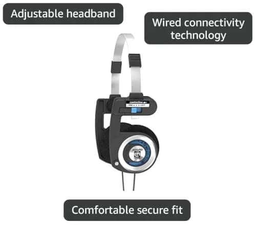 Koss Porta Pro Classic On-Ear Headphones, Black/Silver | Legendary Sound & Retro Design thumbnail 3