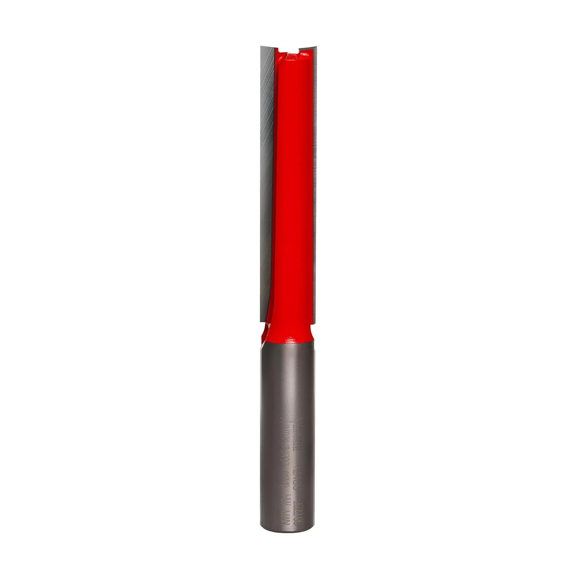 Freud 1/2" Double Flute Straight Router Bit with Tico Carbide | 1/2" Shank, 1" Cut Length, 2 Cutters — Red