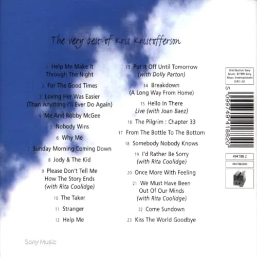 SONY MUSIC The Very Best Of Kris Kristofferson | Country & Western CD 74 min | Shrink-wrapped import with Sony label thumbnail 2