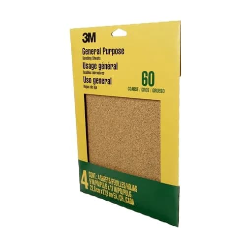 3M Sandpaper Sheets 60 Grit, 22.86 cm x 27.94 cm (9 in x 11 in) | Coarse Aluminum Oxide for Wood, Metal, Paint thumbnail 3