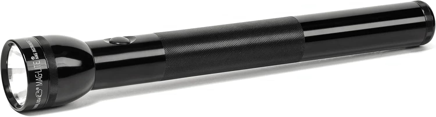 MagLite 2-Cell D Incandescent Flashlight – Water-Resistant, Adjustable Beam, High-Intensity Xenon Bulb – Black — Black / 4-Cell D