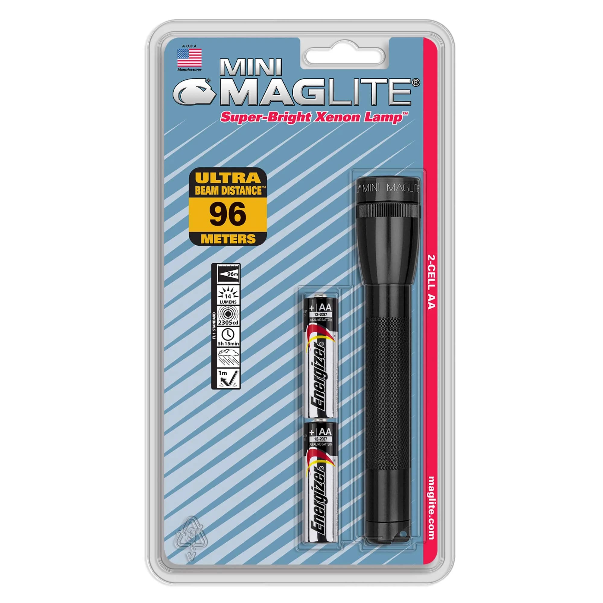MagLite Mini Incandescent 2-Cell AA Flashlight | Compact, Durable & Weather-Resistant — Black
