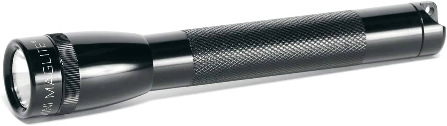 MagLite Mini Incandescent Flashlight 2-Cell AA with Holster | Classic Xenon Bulb, 14 Lumens, 96m Beam — Black