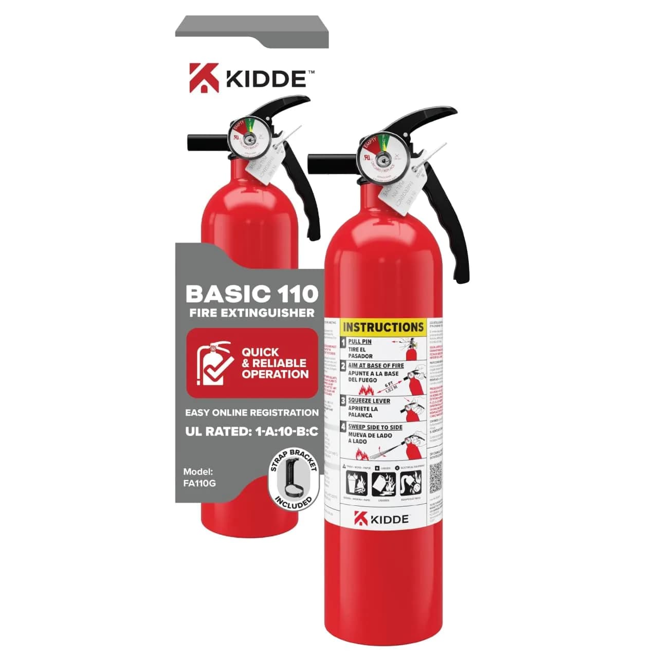 Kidde Fire Extinguisher 1-A:10-B:C | Home Safety, UL Listed, 2.5 lbs, Easy Mount — Red