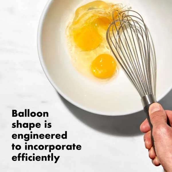 OXO Good Grips Balloon Kitchen Whisk - Stainless Steel, 28cm (11 Inch) | Ergonomic Handle for Vigorous Whipping thumbnail 5