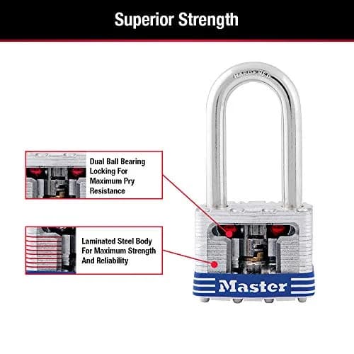 Master Lock 3DLF Outdoor Padlock with Key 1-1/2" Shackle | Durable Steel Lock for Outdoor Use thumbnail 6