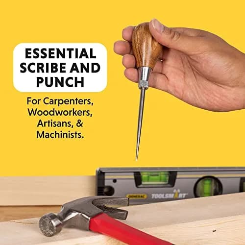 General Tools Scratch Awl Tool with Hardwood Handle, Alloy Steel Blade | Piercing Wood, Scribing, Layout Work thumbnail 2