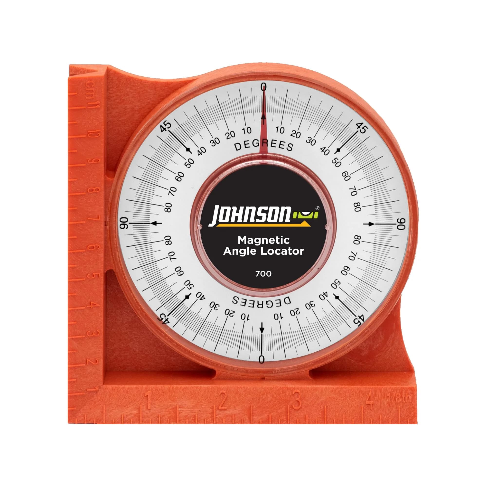Johnson Magnetic Angle Locator 700 | Durable, High-Visibility Orange, 0-90° Readings - main product image