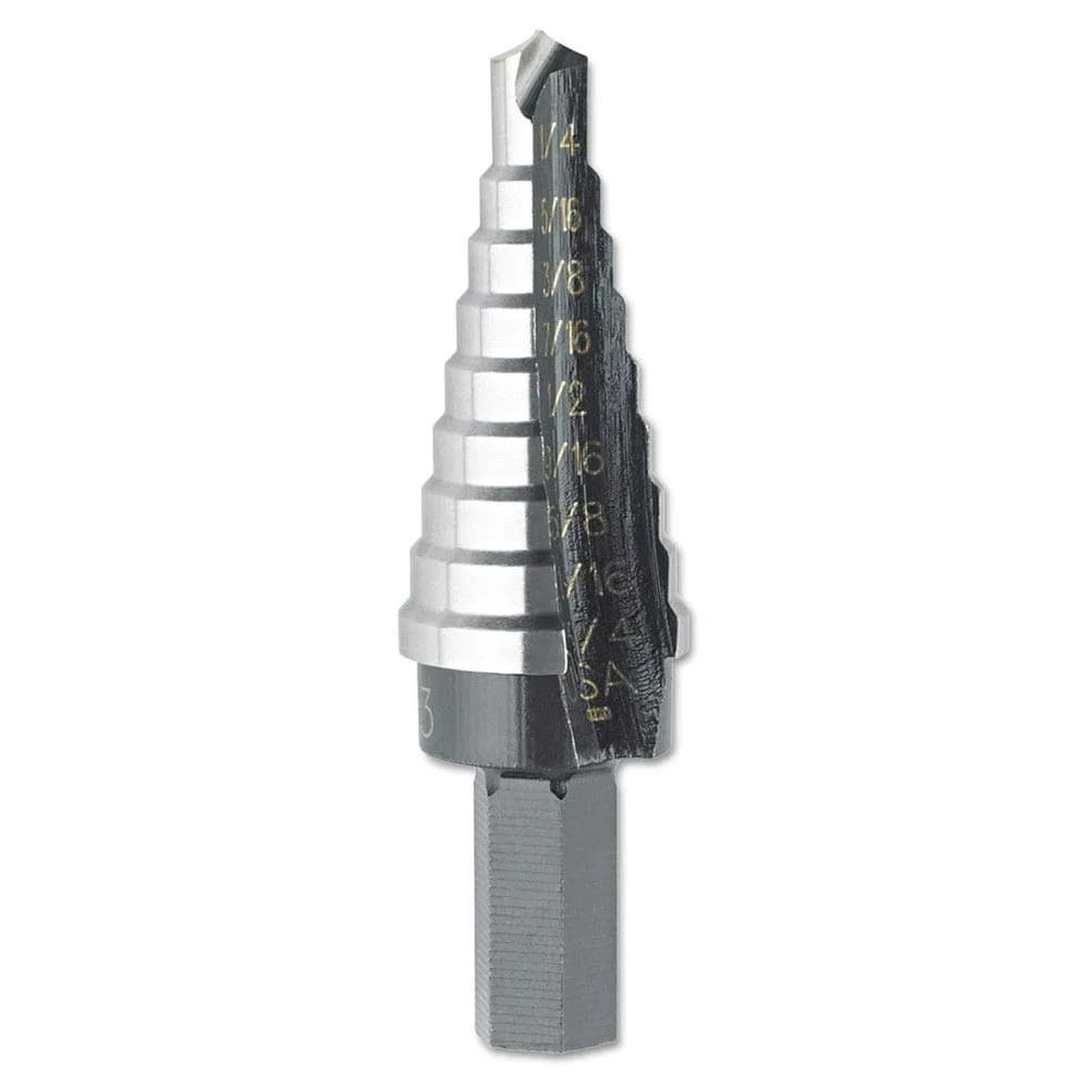 IRWIN 10234 Unibit #4 Step Drill Bit 3/16-7/8" (2.2-22.2mm) | High Speed Steel with 3-Flat Shank — 1/4-Inch to 3/4-Inch
