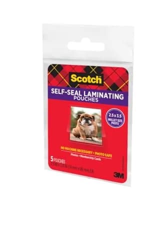 Scotch Self-Sealing Laminating Pouches, Wallet Photo Size 2 1/2 in x 3 1/2 in, 5 Pouches | Glossy Finish, Acid-Free, Photo-Safe thumbnail 2