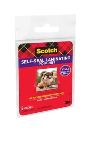 Scotch Self-Sealing Laminating Pouches, Wallet Photo Size 2 1/2 in x 3 1/2 in, 5 Pouches | Glossy Finish, Acid-Free, Photo-Safe thumbnail 3