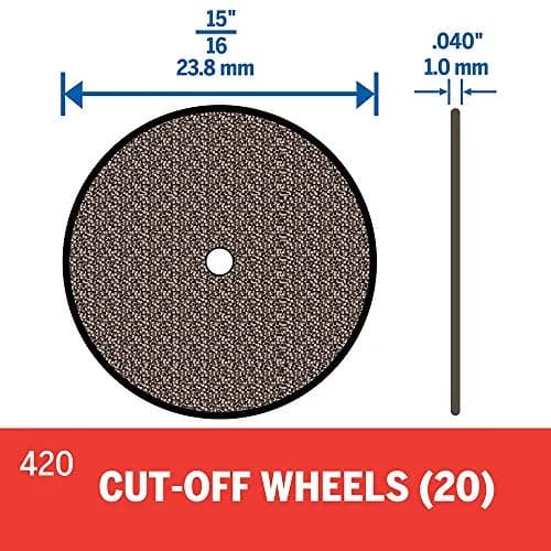 Dremel 420 Cut-Off Wheels 23.8mm (15/16") Diameter, 1.0mm (0.04") Thickness, 20-Piece Set | Cutting Accessory for Rotary Tools thumbnail 2