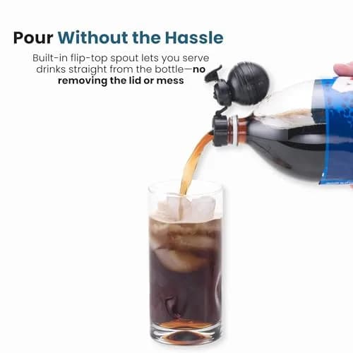 Jokari Keeper Pump & Pour Soda Bottle Cap | Preserves Carbonation, Reusable, Fits Most Plastic Bottles thumbnail 4