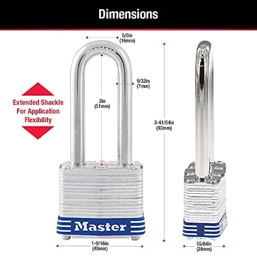 Master Lock 3DLH Laminated Steel Padlock with Key, 40mm Body, 51mm Shackle | Hardened Steel Shackle & 4-Pin Cylinder thumbnail 7