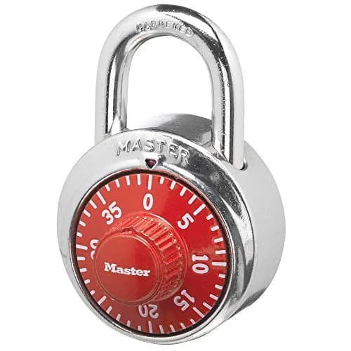 Master Lock Combination Lock for Gym Lockers, Blue | 3-Digit Keyless Security — Red