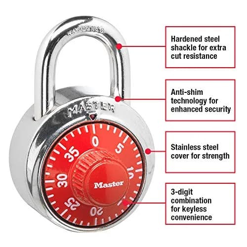 Master Lock 1504D Locker Lock Combination Padlock 48mm Red | Keyless Security thumbnail 2