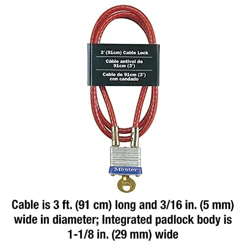 Master Lock 719D Steel Cable with Key Lock 3 ft (91 cm) | Outdoor Security thumbnail 5