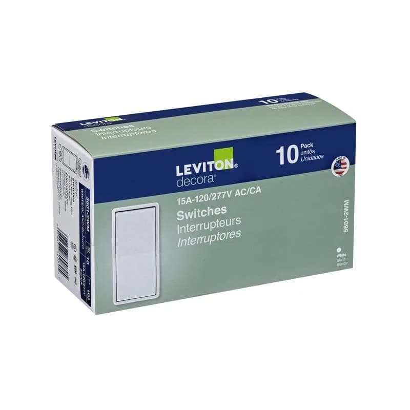 Leviton Decora Rocker Single-Pole AC Quiet Switch 15 Amp | Modern, Reliable, Grounded (70-120 chars) thumbnail 2