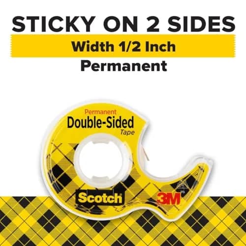 Scotch Permanent Double Sided Tape with Dispenser 1.27 cm x 635 cm (0.5 in. x 250 in.) | Mess-Free Permanent Adhesive thumbnail 2