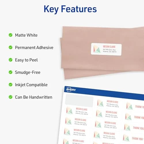 Avery Easy Peel Address Labels, Inkjet Printers, White, 1" x 2-5/8", Box of 750 Labels | Professional Grade thumbnail 3
