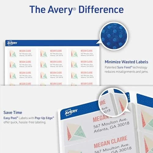 Avery Printable Address Labels with Sure Feed 1" x 2-5/8" Matte Clear | 300 Labels for Professional & Personal Use thumbnail 2