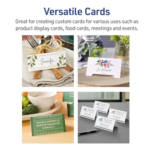 Avery Printable Tent Cards, 2.5" x 8.5", Matte White, 100 Place Cards | Customizable, Heavyweight Cardstock, Perfect for Events thumbnail 6