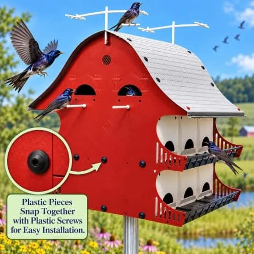 S&K Purple Martin House, 16-Room Birdhouse for Backyard Birding | Durable Polypropylene, Easy Assembly, 16 Compartments thumbnail 7