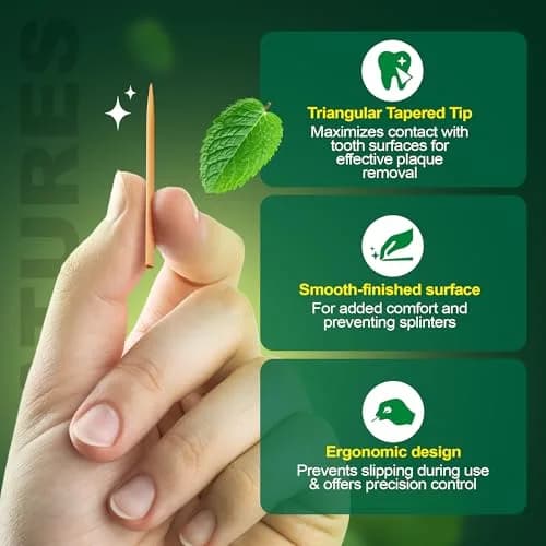 The Natural Dentist Stim-U-Dent Mint Dental Picks, Wooden Toothpicks for Food & Plaque Removal, Travel-Friendly, 4 Packs of 25 (100 Picks) | Natural Mint Flavour for Oral Hygiene thumbnail 4