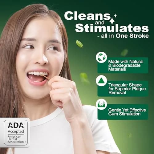The Natural Dentist Stim-U-Dent Mint Dental Picks, Wooden Toothpicks for Food & Plaque Removal, Travel-Friendly, 4 Packs of 25 (100 Picks) | Natural Mint Flavour for Oral Hygiene thumbnail 3