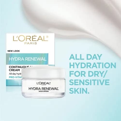 L'Oreal Paris Hydra-Renewal Face Moisturizer for Dry Sensitive Skin with Pro-Vitamin B5, 50ml (1.7 Oz) thumbnail 2