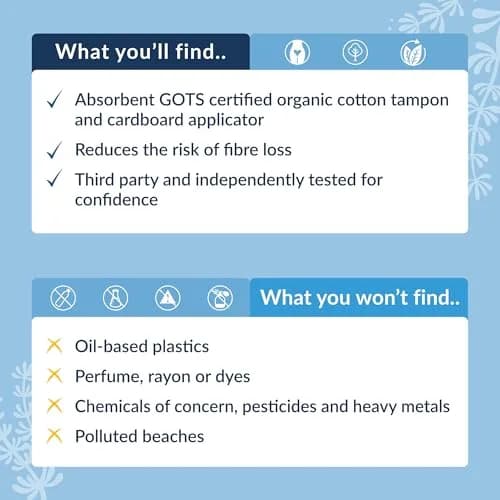 Natracare Organic Cotton Regular Tampons with Cardboard Applicator, Plastic Free, Chlorine Free, Biodegradable 100% Cotton (16 Count) | 100% Organic Cotton thumbnail 3
