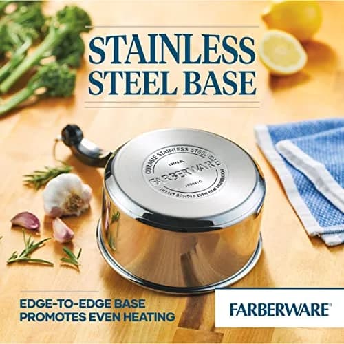 Farberware Classic Series Stainless Steel Sauce Pan with Lid, 1 Qt | Durable, Induction Compatible, Mirror Finish thumbnail 6