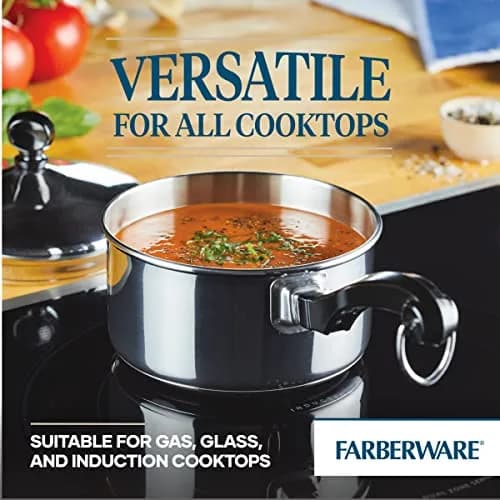 Farberware Classic Series Stainless Steel Sauce Pan with Lid, 1 Qt | Durable, Induction Compatible, Mirror Finish thumbnail 3