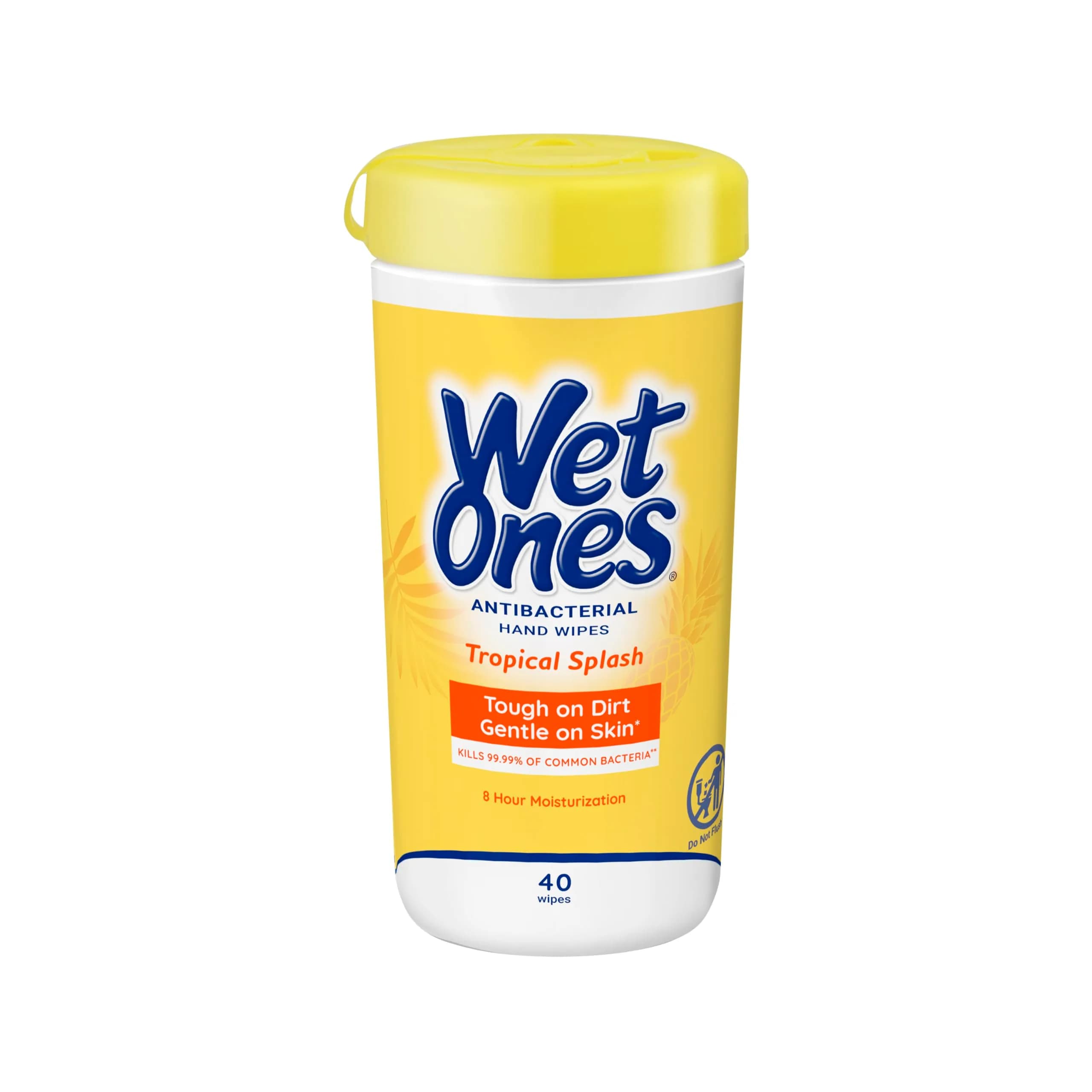 Wet Ones Antibacterial Hand Wipes, Tropical Splash, 40 ct Canister | Kills 99.99% Germs, Hypoallergenic, Aloe, Portable - main product image