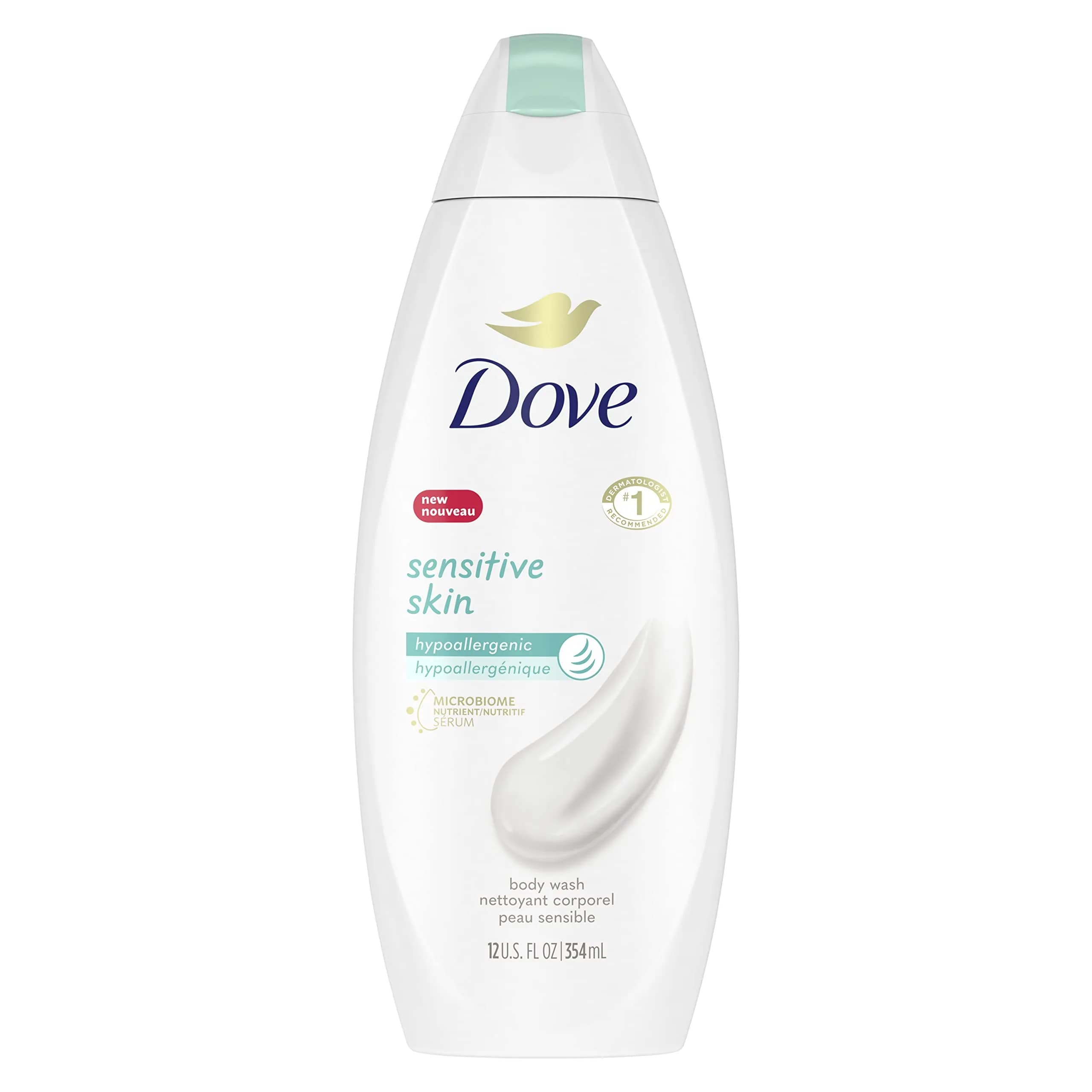Dove Sensitive Skin Body Wash Hypoallergenic Unscented 350ml (12 Fl Oz) | Gentle Cleansing for Delicate Skin - main product image