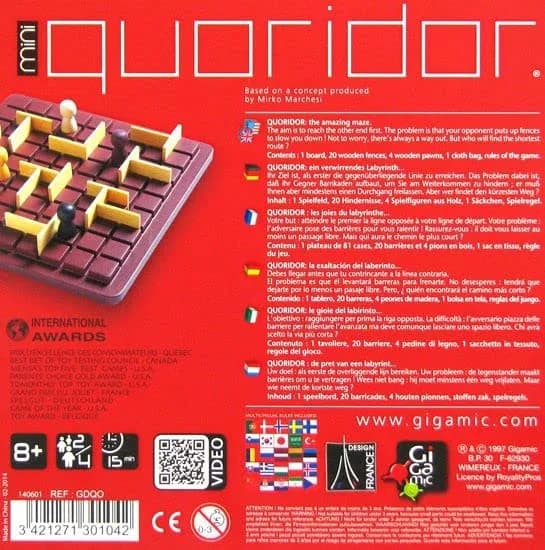 Gigamic Quoridor Mini Strategy Board Game | Ages 8+ | 2 Players | 20.3cm (8in) x 20.3cm (8in) thumbnail 8