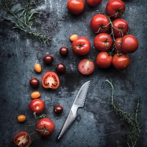 Global GS-9-3 inch, 8cm Serrated Tomato Knife, 3" | Precision serrated blade for delicate fruits thumbnail 5