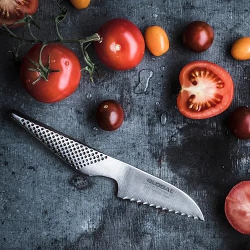 Global GS-9-3 inch, 8cm Serrated Tomato Knife, 3" | Precision serrated blade for delicate fruits thumbnail 2