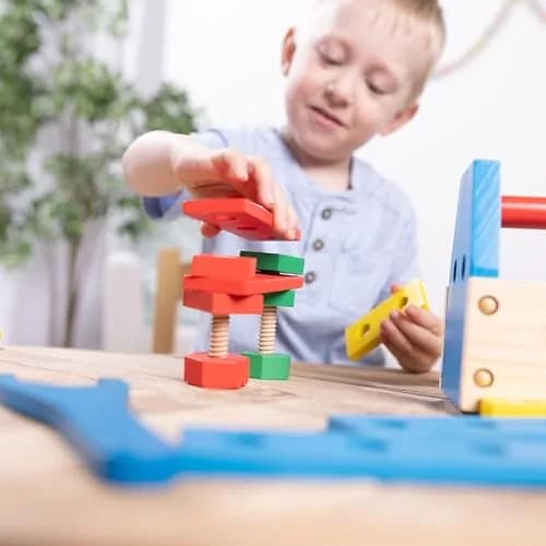 Melissa & Doug Take-Along Tool Kit Wooden Construction Toy (24 pcs) | Bright, Sturdy, Creative Play for Kids 3+ thumbnail 6