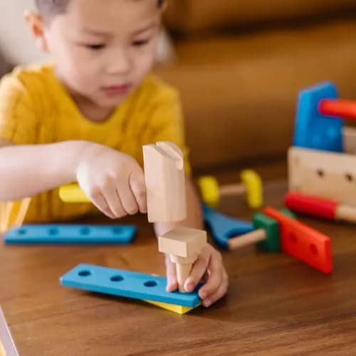 Melissa & Doug Take-Along Tool Kit Wooden Construction Toy (24 pcs) | Bright, Sturdy, Creative Play for Kids 3+ thumbnail 7