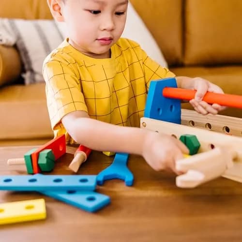 Melissa & Doug Take-Along Tool Kit Wooden Construction Toy (24 pcs) | Bright, Sturdy, Creative Play for Kids 3+ thumbnail 8
